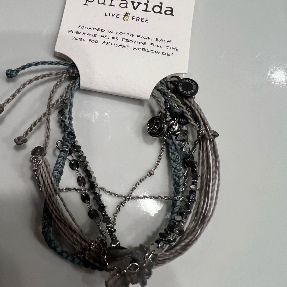 Pura Vida Silver and Gray Nature-Inspired Bracelets